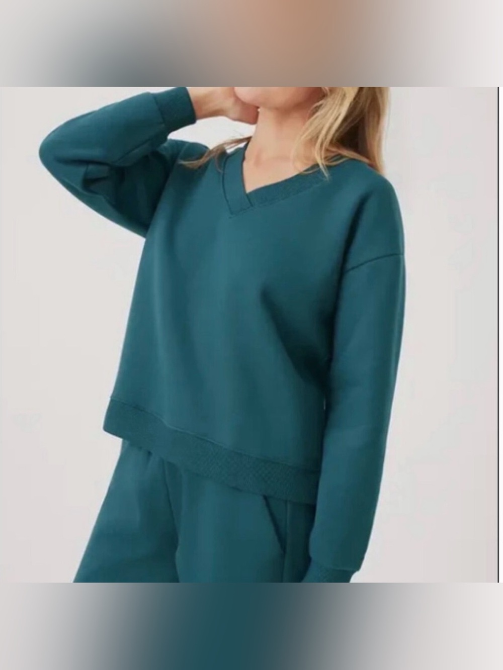 Pact Organic Cotton Courtside V-Neck Pullover Sweatshirt Size Large